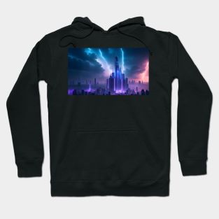 Futuristic city with beautiful sky landscape Hoodie